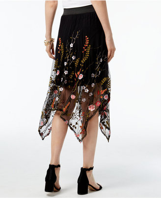 INC International Concepts Embroidered Mesh Handkerchief-Hem Skirt, Created for Macy's