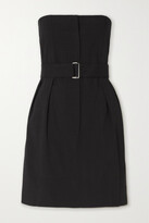 Thumbnail for your product : Victoria Beckham Strapless Belted Pleated Woven Mini Dress - Black