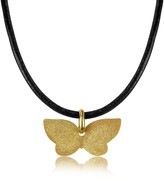 Thumbnail for your product : Stefano Patriarchi Golden Silver Etched Butterfly Pendant w/Leather Lace