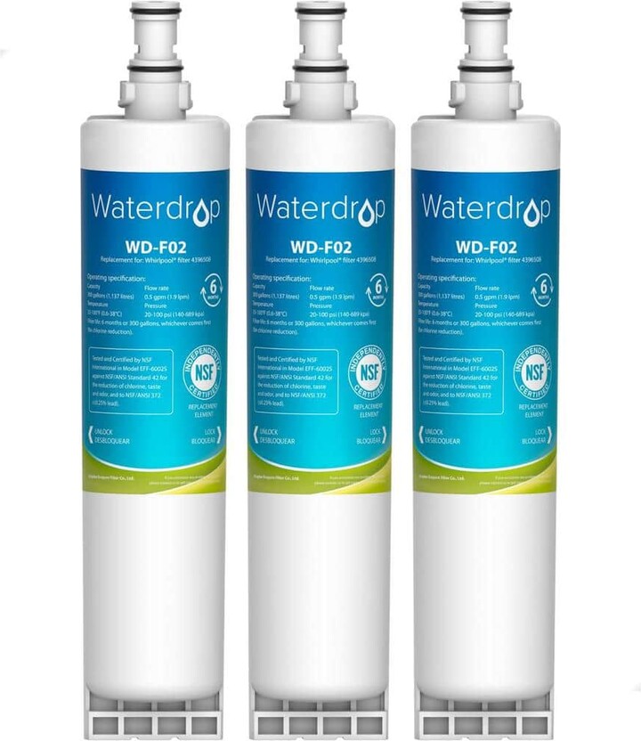 Waterdrop Refrigerator Water Filter for Whirlpool, Everydrop 3-Pack