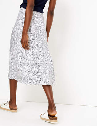Marks and Spencer Jersey Polka Dot Fit & Flare Midi Skirt