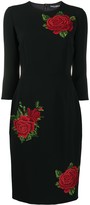Thumbnail for your product : Dolce & Gabbana Rose-Embroidered Sheath Dress