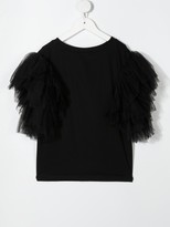 Thumbnail for your product : MonnaLisa TEEN tulle-trimmed cotton T-shirt