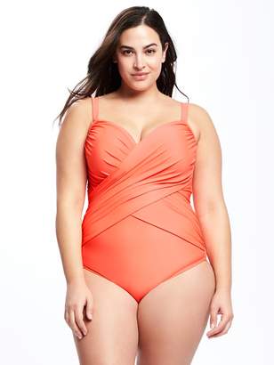 Old Navy Smooth & Slim Wrap-Front Plus-Size Swimsuit