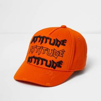 River Island Mini boys orange 'attitude' baseball cap