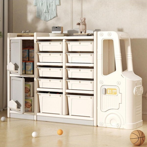 BABEYER BABYYERToyStorageOrganizerforKids,MultipurposeChildrenStorageCabinetOrganizer,with10Bins2Cabinets3ShelvesandTrainEngine