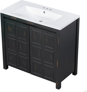 George Oliver Bathroom Vanity Organizer With Sink, Combo Cabinet Set, Bathroom Storage Cabinet, Retro Espresso (Cabinet)