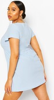 Thumbnail for your product : boohoo Plus Plunge Front Cap Sleeve Sundress