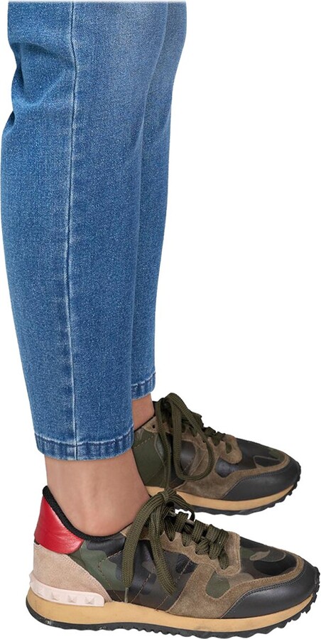 Valentino Garavani Green Leather Camouflage Rockrunner Trainers Size It 37.5