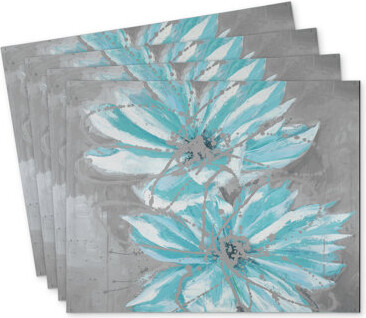 East Urban Home Abstract Blue Flower Polyester Andaluss Set of 4 | Home Decor