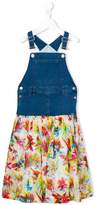 Thumbnail for your product : Junior Gaultier denim and chiffon dungaree dress
