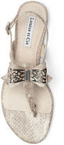 Thumbnail for your product : Vince Camuto Louise Et Cie Romo Flat Grey Leather Dress Sandals T Strap With Bow