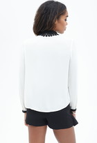 Thumbnail for your product : Forever 21 Crochet Collar Chiffon Blouse