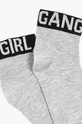 boohoo Daisy Girl Gang Slogan Ankle Sock 3 Pack