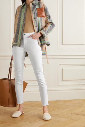 Frame Le High Frayed Skinny Jeans - White
