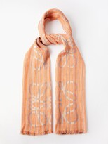 Thumbnail for your product : Loewe Anagram Stripe Linen-blend Scarf - Orange Multi