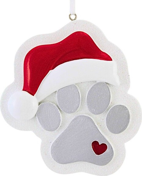Polarx3.75InPawPrintWithSantaHatChristmasTreeOrnament,ChristmasDecorFurryFriendPet(1PC)