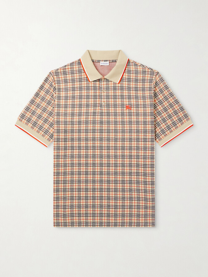 Burberry Logo-Embroidered Checked Jacquard Polo Shirt
