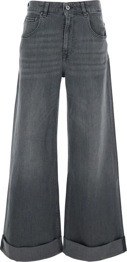 AG Jeans Logo Patch Wide-Leg Jeans