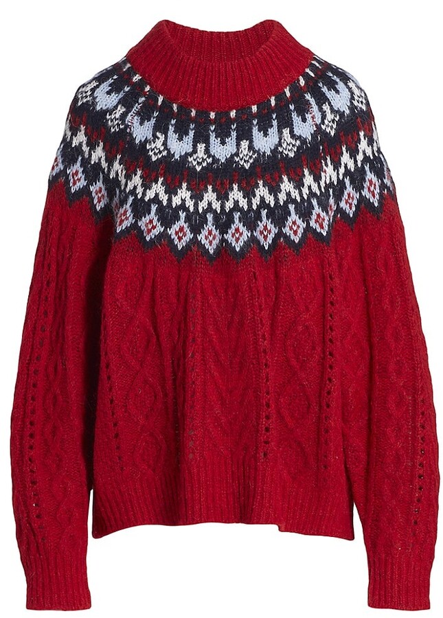 womens red fair isle sweater