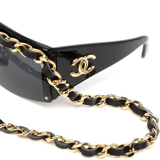 Chanel Pre Owned 1980-1990s Chain-Link Shield Sunglasses - ShopStyle