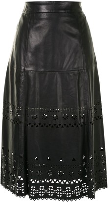 Polo Ralph Lauren Leather Laser Cut Midi Skirt - ShopStyle