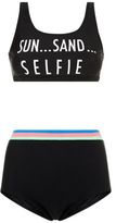 Thumbnail for your product : New Look Teen Black Sun Sea and Selfie High Waisted Bikini Set