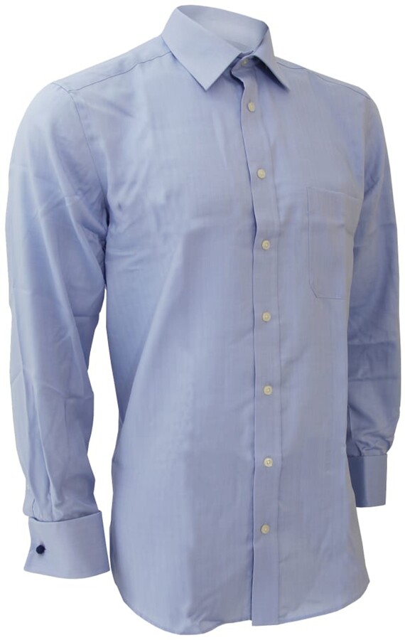 Brook Taverner Men's Plain White Poplin Single Cuff Shirt Formal Shirts 