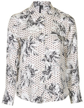 Topshop Womens Geo-Rose Silk Shirt by Boutique - Ivory