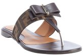Thumbnail for your product : Fendi tobacco zucca canvas and leather bow detail sandals