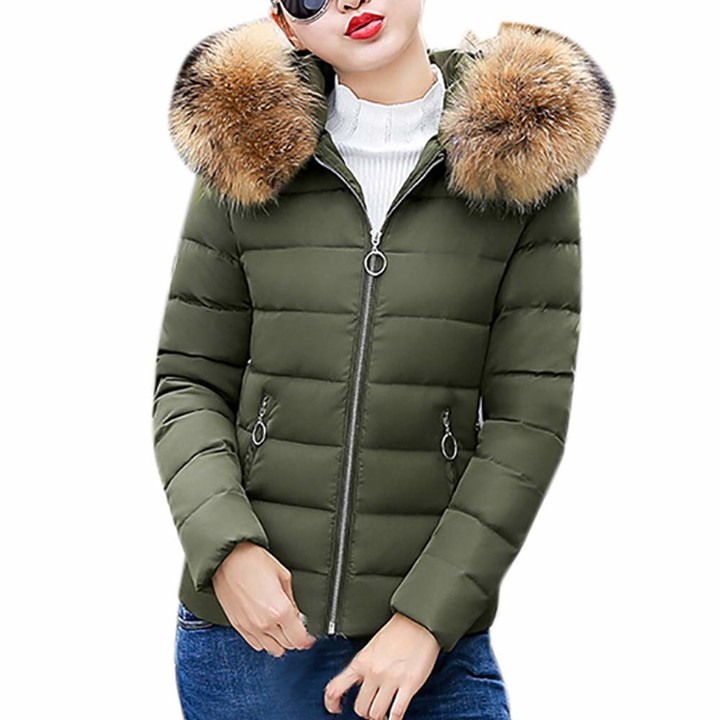 short winter coat with fur hood