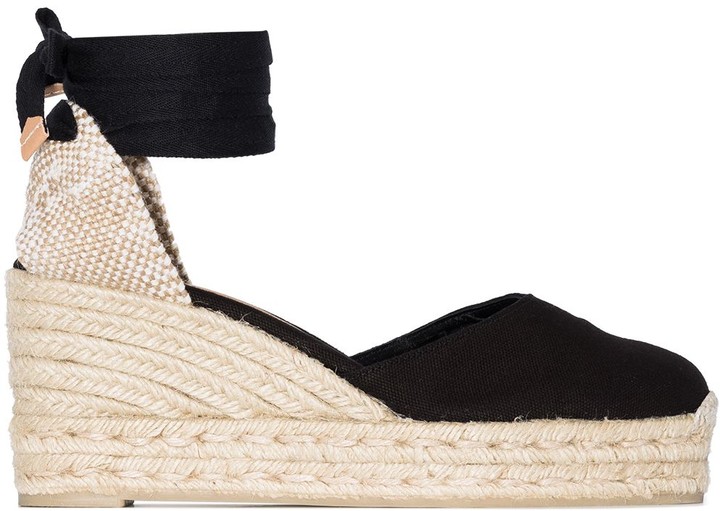 black ankle tie espadrilles