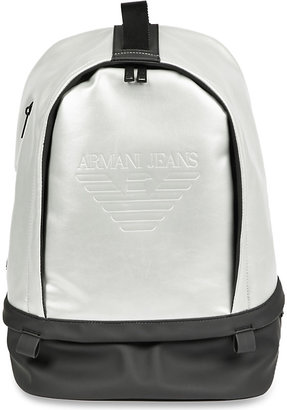 Armani Jeans Logo-embossed metallic backpack