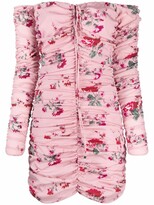 Thumbnail for your product : Blumarine Off-Shoulder Floral Silk Mini Dress