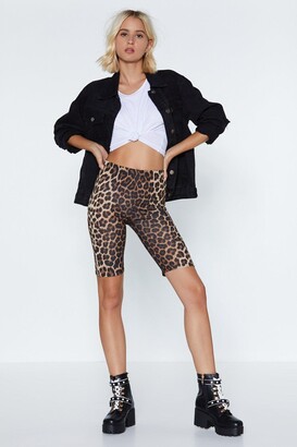 Nasty Gal Womens If You Could See Me Meow Leopard Biker Shorts - Brown - 8