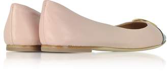 Tory Burch Seashell Pink Nappa & Perfect Navy Patent Leather Chelsea Cap-Toe Ballet Flats