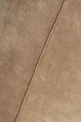 The Row Beca Cropped Stretch-suede Flared Pants - Sand