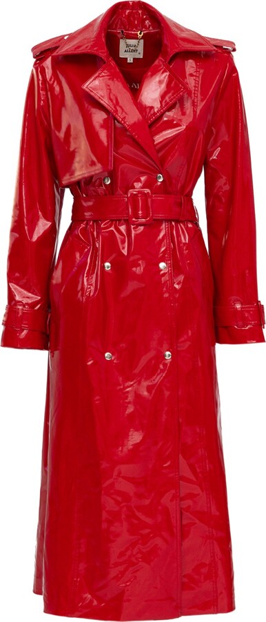 Julia Allert Women's Fashion Red Lacquered Trench Coat - ShopStyle