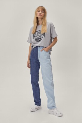 Nasty Gal Womens Two Tone Straight Leg Denim Jeans - ShopStyle