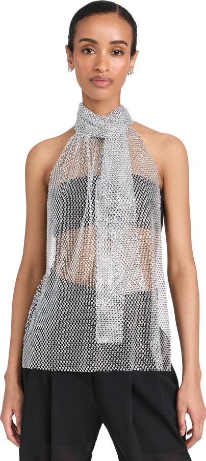 Philosophy di Lorenzo Serafini Rhinestones Net Halter Top