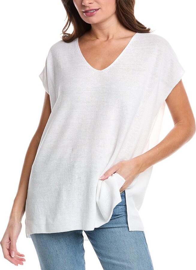Eileen Fisher V-Neck Linen-Blend Tunic