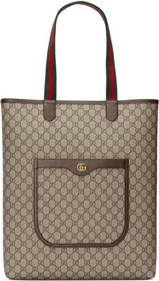 Gucci Savoy Leather and Webbing-Trimmed Monogrammed Coated-Canvas