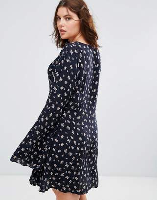 Alice & You Floral Skater Dress With Eyelet Detail Lace Up