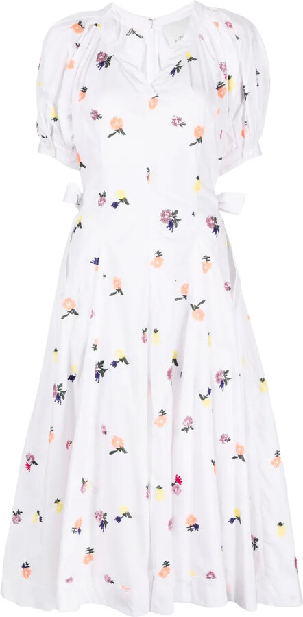 3.1 Phillip Lim Floral-Embroidered Puff-Sleeved Dress