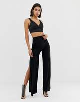 Thumbnail for your product : Fashionkilla wide leg split pants in black