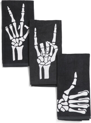 TJMAXX 3Pk Skeleton Hands Kitchen Towels, Cotton
