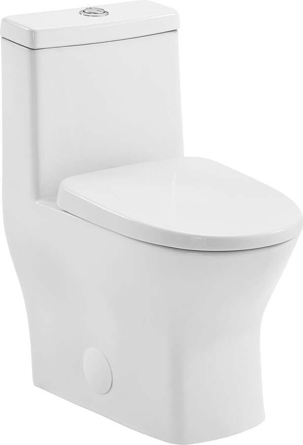 Carlton Plumbing MacKenzie One-Piece 14" Rough-in 1.1/1.6 GPF Dual Top Flush Round Toilet in Glossy White