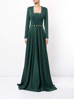 Alexis Mabille buttoned square neck gown
