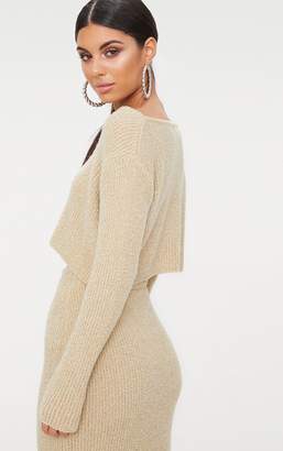 PrettyLittleThing Stone Boucle Knit Jumper