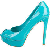Thumbnail for your product : Christian Dior Patent Peep-Toe Pumps